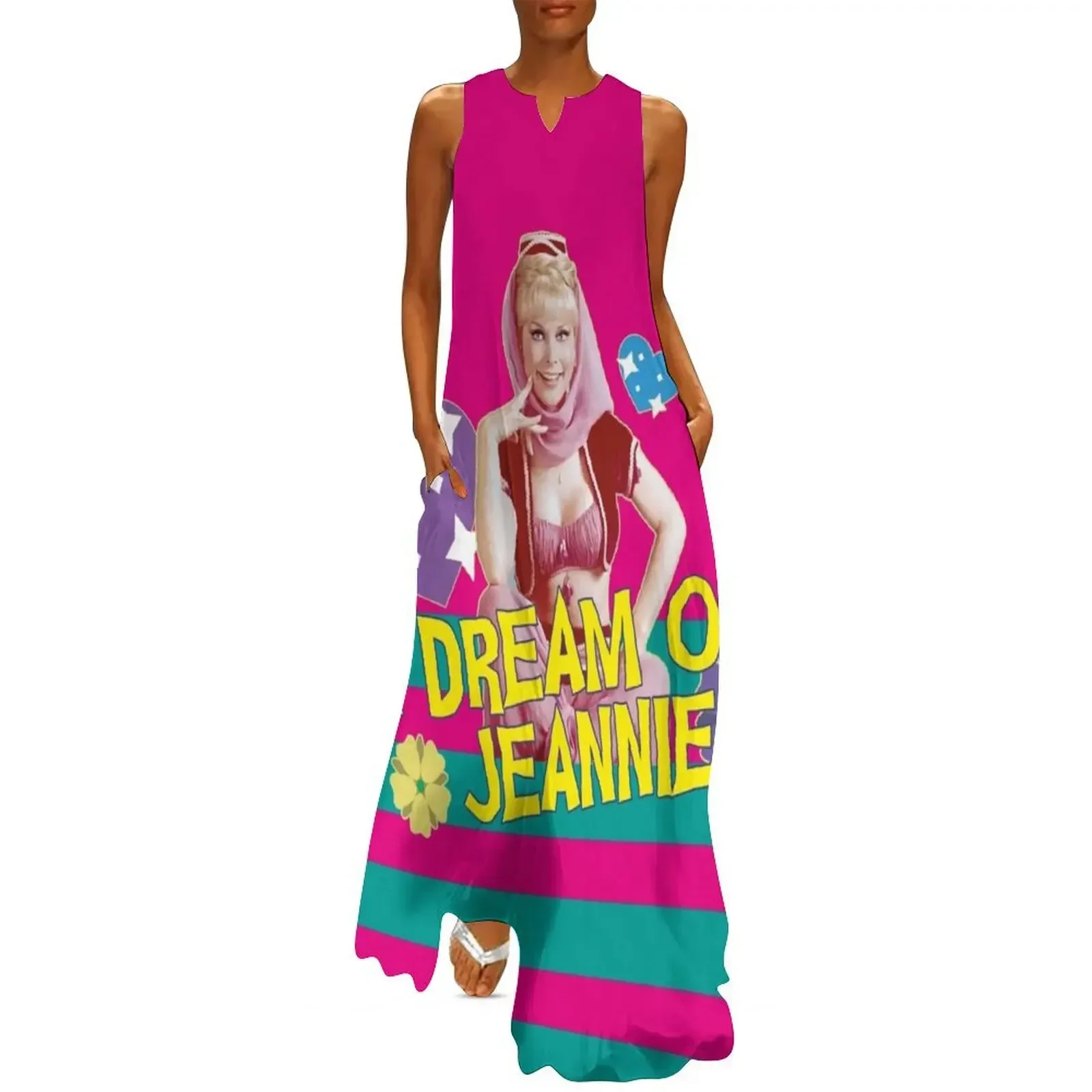 

I dream of Jeannie, genie in the bottle, retro series 70s Long Dress summer dress daily Dress woman women