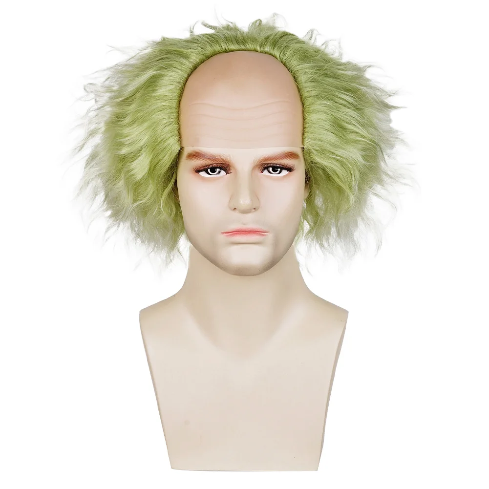 Beetle Cosplay Wigs Costume Accessories for Adult Men Green Wig Heat Resistant Synthetic Hair Carnival Halloween Party Props