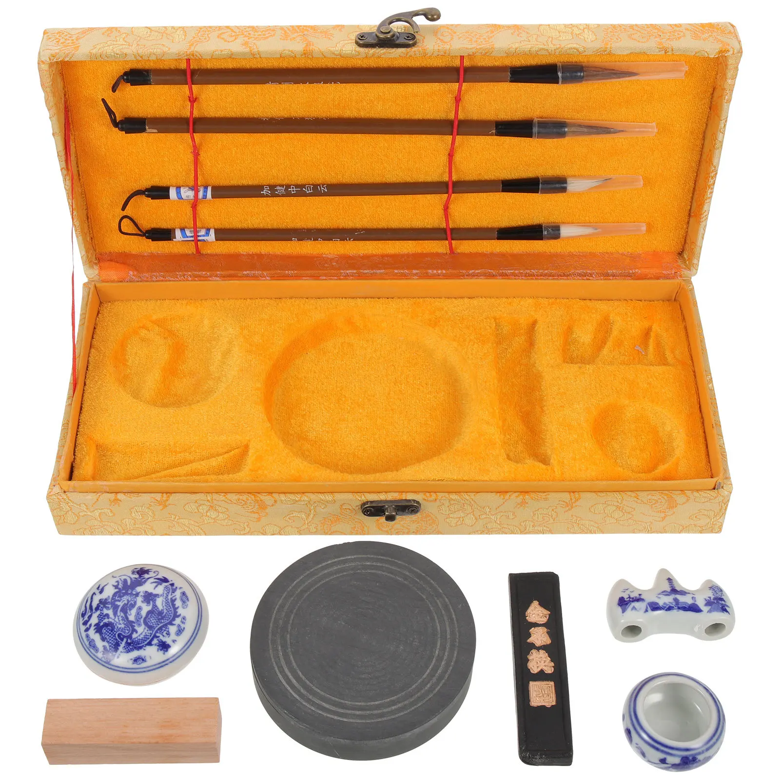 

1Set Writing Brush Ink Stick Calligraphy Set Portable Study Tool for Student Professional Artist Gift Ink Brush