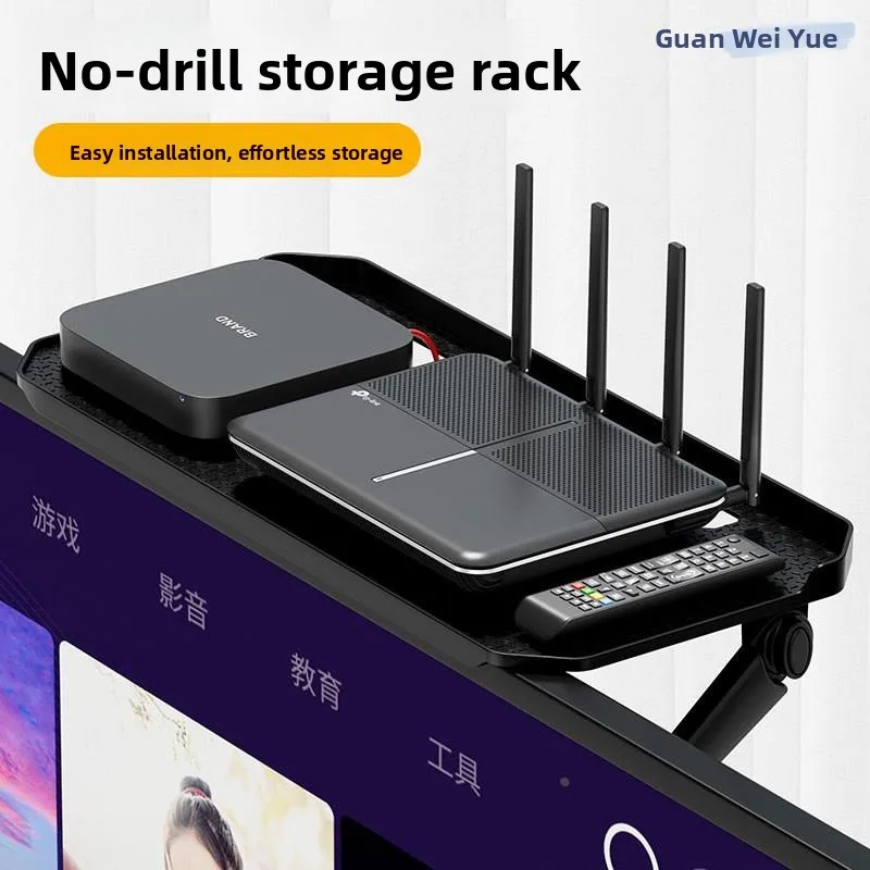 tv-top-storage-rack-cable-box-display-holder-router-organizer-pvc-material-bedroom-suitable-free-punching-placement