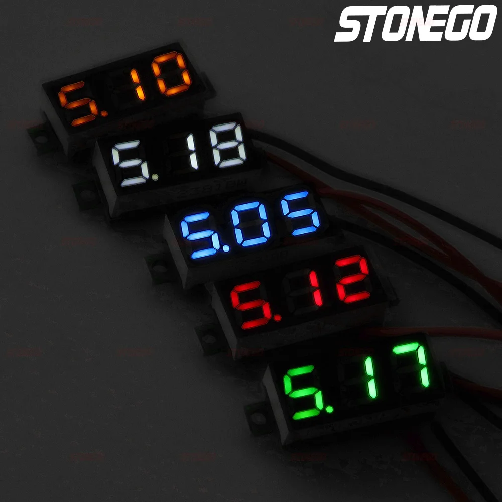 Mini Digital Voltmeter 0.28 Inch DC 2.5V to 30V Voltage Tester Two Line Voltmeter for Electrical Measurement Tools
