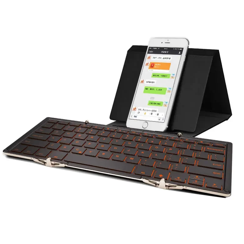 Wired backlight folding retro bluetooth keyboard mobile phone for apple ipad tablet dual mode wireless