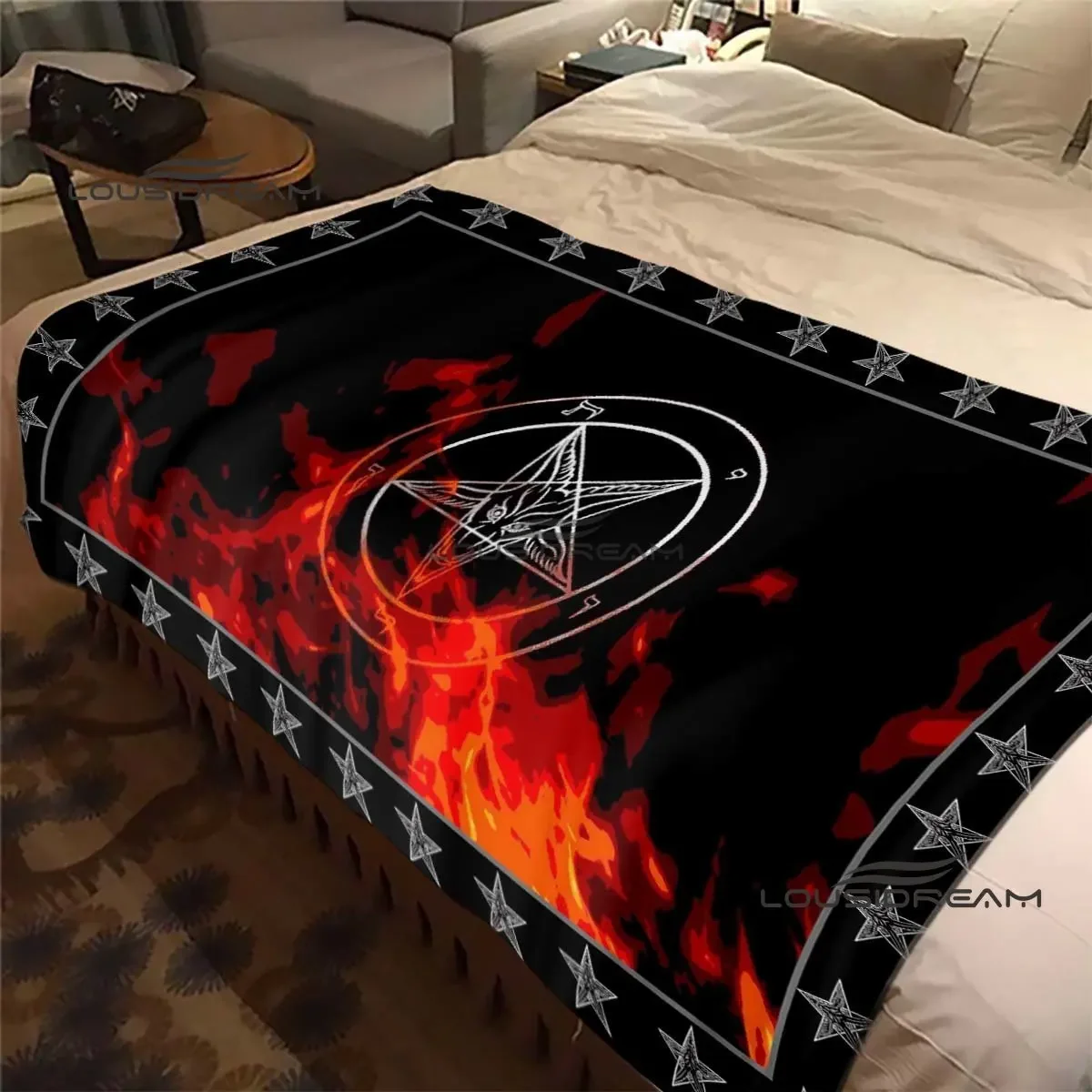 Devil Satan Blanket Goat Baphomet Lucifer Pagan Sacrifice Throw Blanket Halloween Bedroom Sofa Travel Camping Warm Blanket