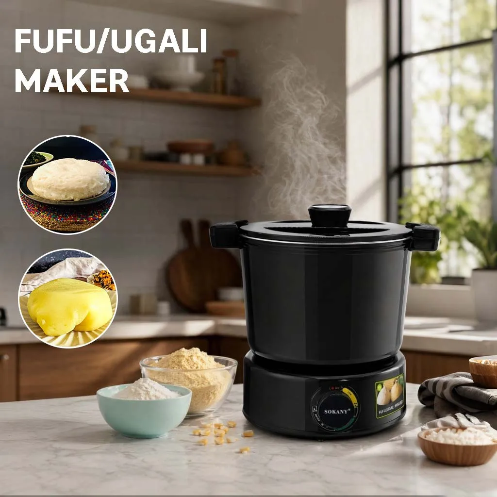 Cross-border UK Standard FUFU/UGALI Electric Cooking Pot 1000W Automatic Stirring and Heating 6L Cooking Pot