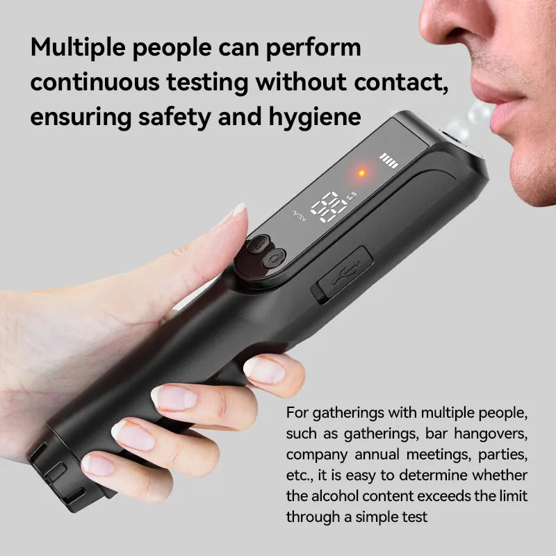 

Non-contact Alcohol Detector, High-definition Large Screen Breath Analyzer, with LED Indicator Light and Flashlight Function