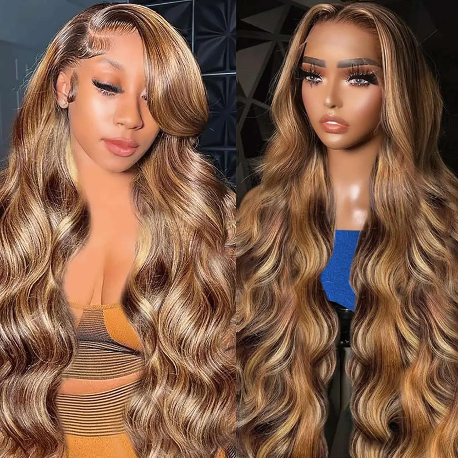 

26 Inch 13x4 Lace Front Wigs Human Hair 180% Density P4/27 Colored Wigs Honey Blonde human hair lace frontal wig Highlight