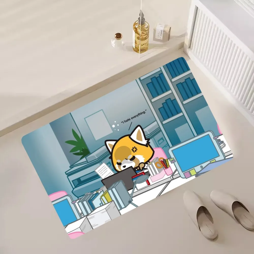 MINISO Aggretsuko Kawaii Floor Mat Bedroom Kitchen Door Bath House Super Absorbent Foot Non-slip