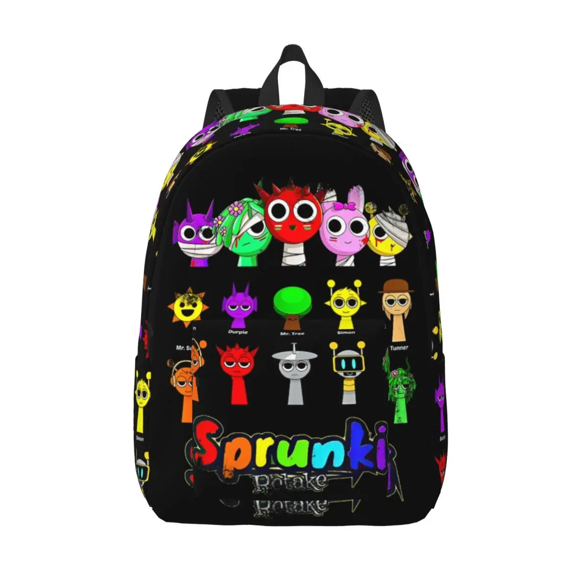 Sprunki Beats Team Classical Backpack Durable High School Funny Happy Music Game Daypack Men Women Laptop Computer Canvas Bags