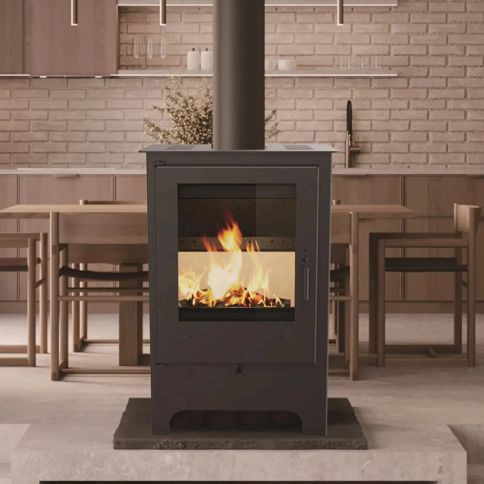 5.5KW Eco-friendly Tiny Wood Stove Indoor Wood Burning Stove for Heating with Secondary Air Supply