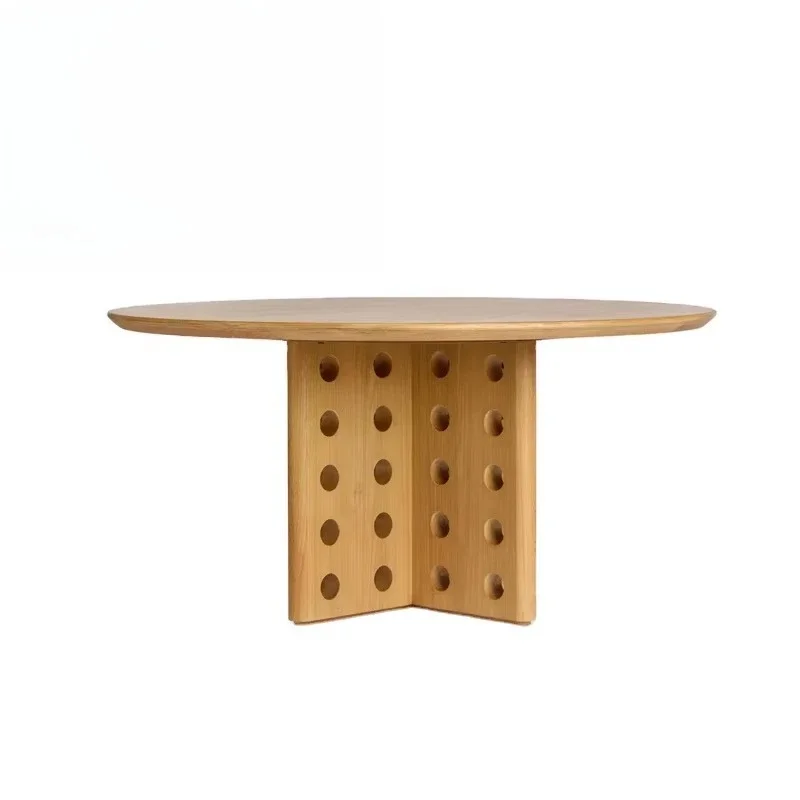 

Modern Villa Round Wooden Table and Chair Set Dining Room Wooden 6-8 Seats Natural Recycled Oak Kitchen Antique Dining Table