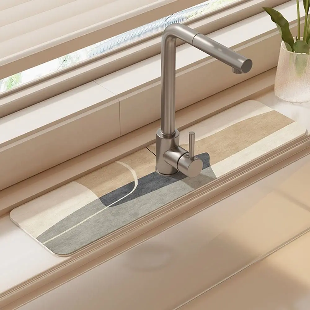 Faucet Splash Catcher Faucet Draining Mat Drying Mat Absorbent Pad Countertop Sink Protector Home Kitchen Accessories Hardware