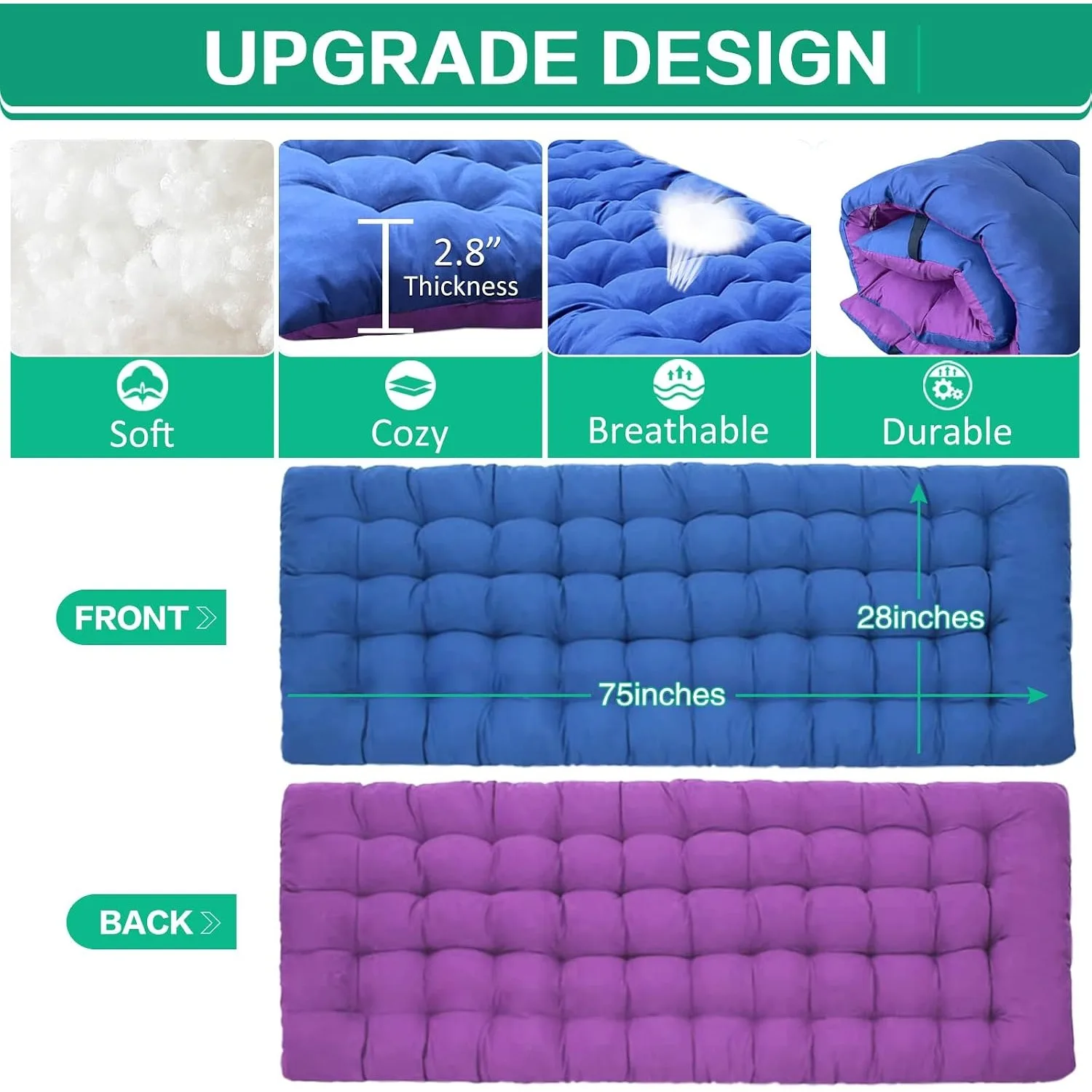 2 Pack Camping Cot with Mattress Comfortable Cot Bed Folding Cot Heavy Duty Cots for Sleeping with Carry Bag, Customized