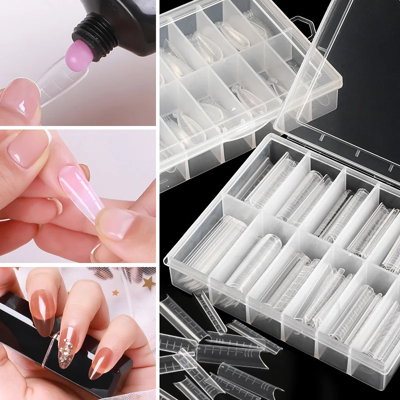 Molde de Gel de construcción polivinílico para uñas de doble forma, 120 Uds., extensión de forma de uñas, Gel UV para uñas postizas, molde para manicura, herramienta para puntas