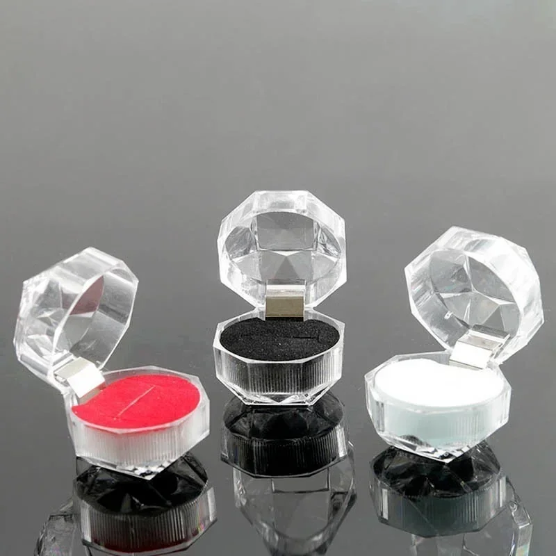 1-30Pcs Crystal Transparent Rings Earring Display Box Wedding Jewelry Package Boxes Ring Organizer Storage Wedding Jewelry Boxes