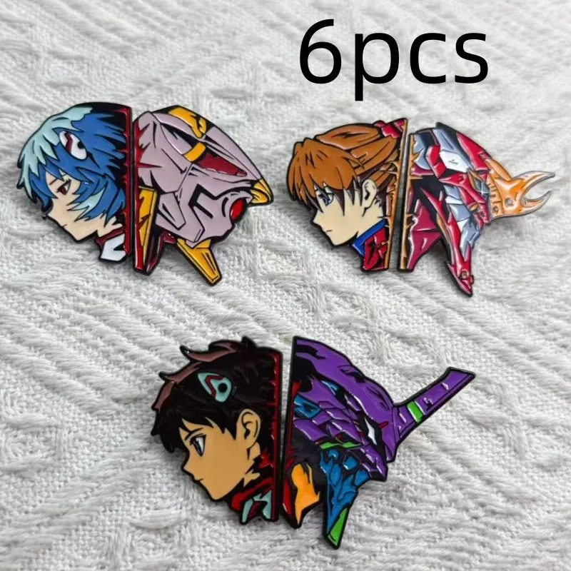 6pcs Anime Funny Cartoon Character Brooch Creative Enamel Pin Metal Badge Clothes Decorative Jewelry Gift for Friends