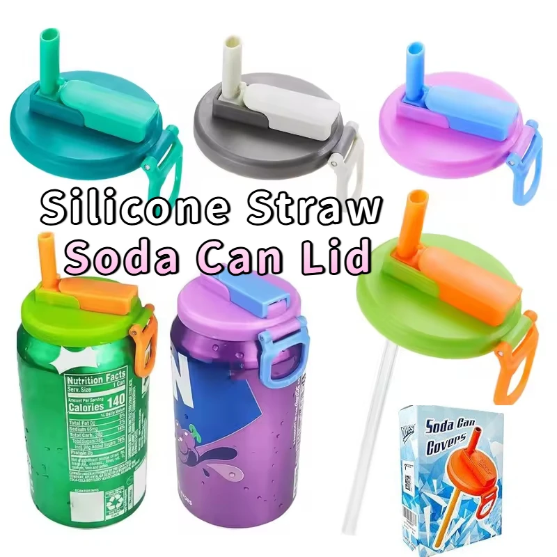 Soda Cap Set Reusable Silicone Soda Lids With Straws Bpa-free Covers For Standard Beverage Cans Jar Lid For Picnics For Picnics