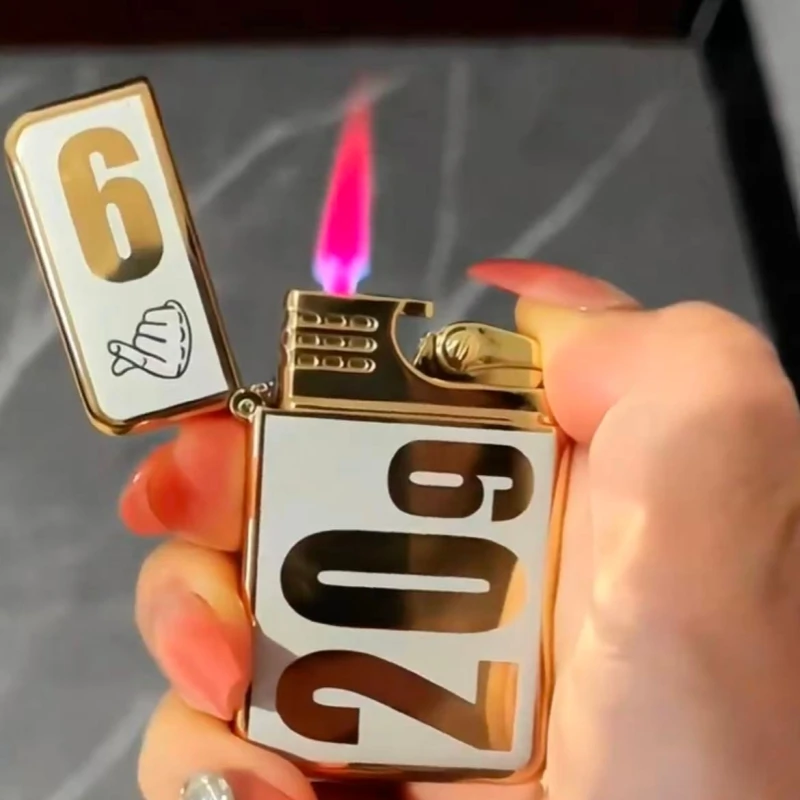 

New Red Jet Lighter Luminous Inflatable Outdoor Windproof Direct Charge Lighter Powerful Cigar Igniter Smoker Gift Small Tool