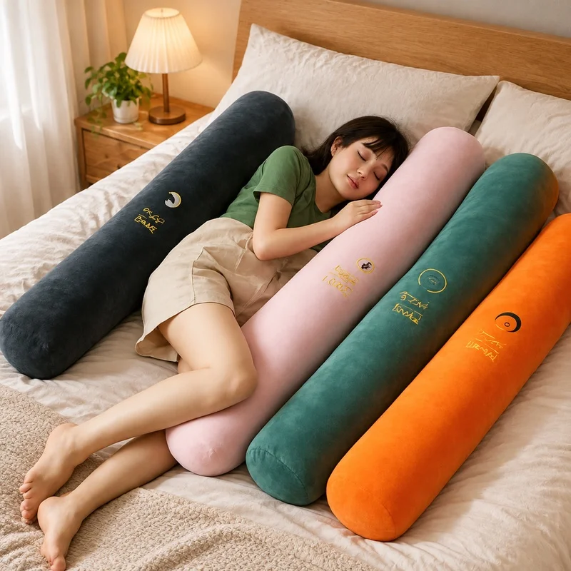 Ergonomic Long Bolster Cushion for Pregnancy Support, Ideal Side Sleeping and Bedtime Reading Comfort