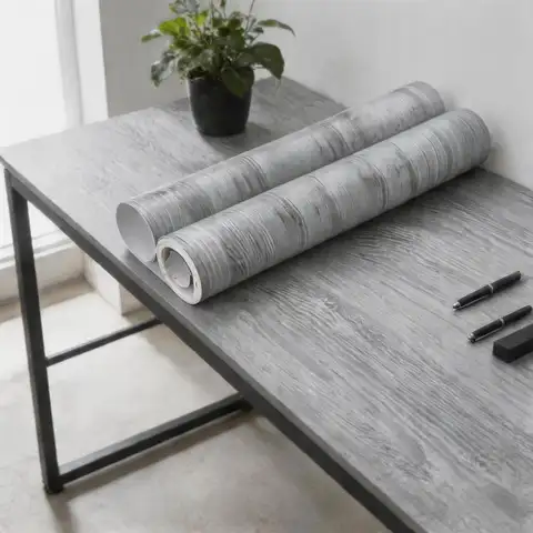 Rolo de Papel de Parede Adesivo Impermeável de PVC 55cm com Estampa de Madeira, Filme Decorativo de Vinil para Móveis, Armários e Adesivos de Parede