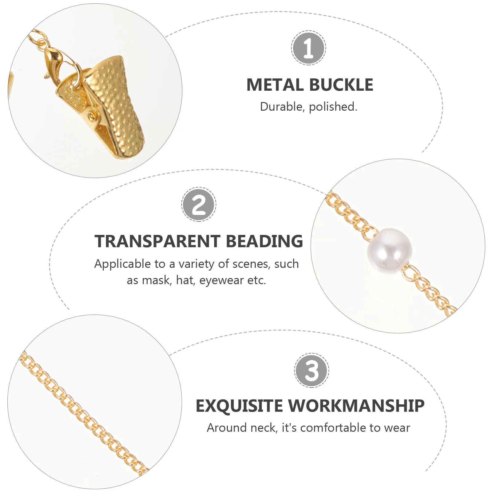 

Eyeglass Chain With Pearls Glasses Lanyard For Women Mask Holder Lightweight Necklace Accessory Gift Eyeglass Pearls Chain