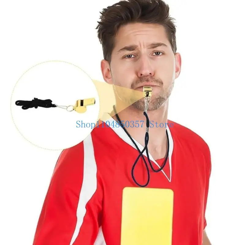 652F Loud Crisps Sound Whistle Great for Coaches, Referees and Officials, Stainless Steels Sports Whistle with Long Lanyard