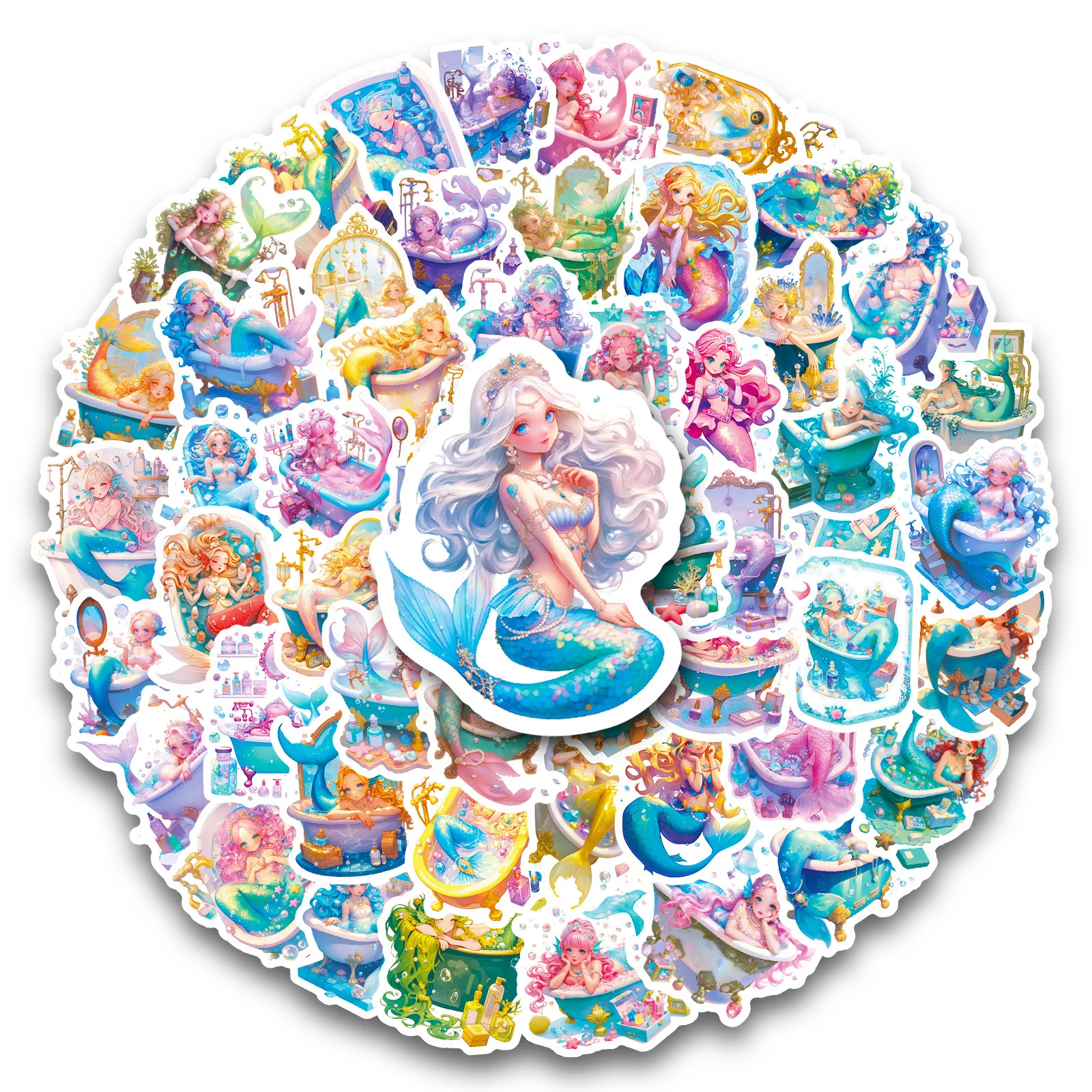 

10/30/50PCS Cartoon Dream Mermaid Bathtub Sticker DIY Phone Laptop Luggage Skateboard Graffiti Decals Fun for Kid
