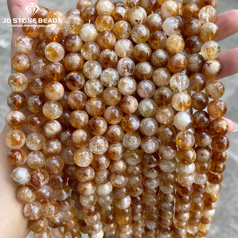 

12 14mm Large Size Natural Stone Golden Quartz Bead Round Loose Spacer Bead for Jewelry Making DIY Bracelet Necklace Accessories