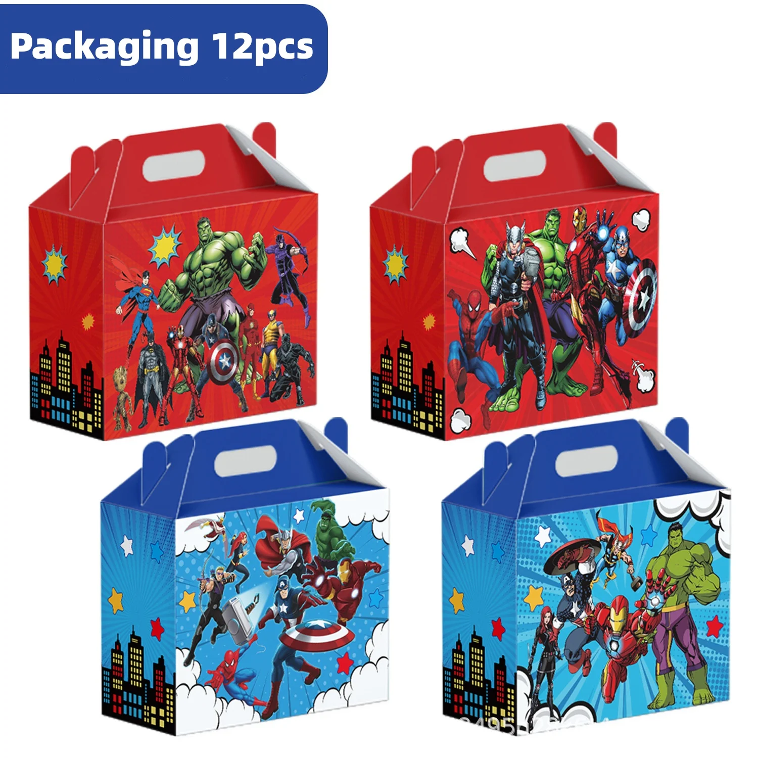 

marvel Avengers Theme Festival Birthday Party Party Supplies Candy Boxes Horns Gift Boxes Anime Peripherals christmas 12pcs