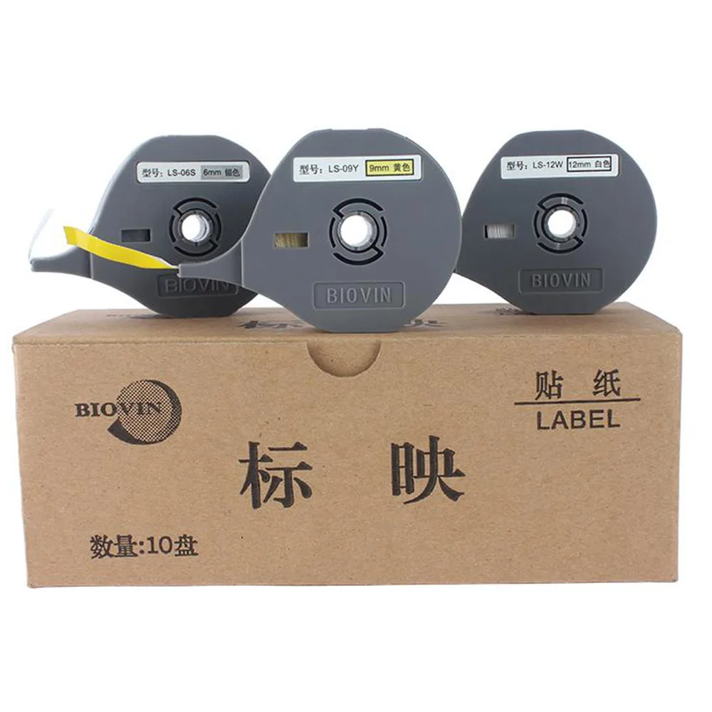 

BIOVIN Label Tape Case (Low Price Promotion) White Yellow 6-9-12mmx8m Sliver Sticker For Cabel ID Printer S650 S700 PLUS S710E