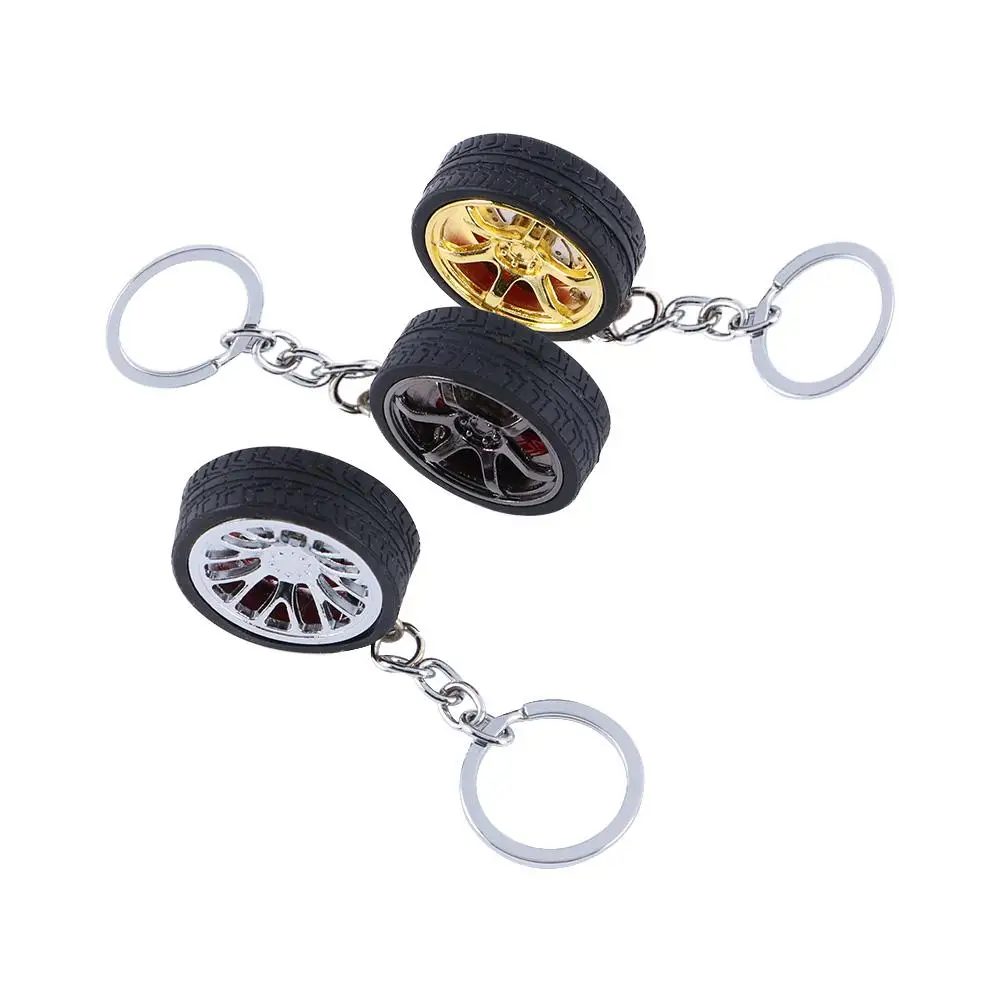 Car Accessories Bag Pendant Creative Alloy RIM Wheel Keyring Simulation Tire Brake Discs Key Ring Car Wheel Keychain