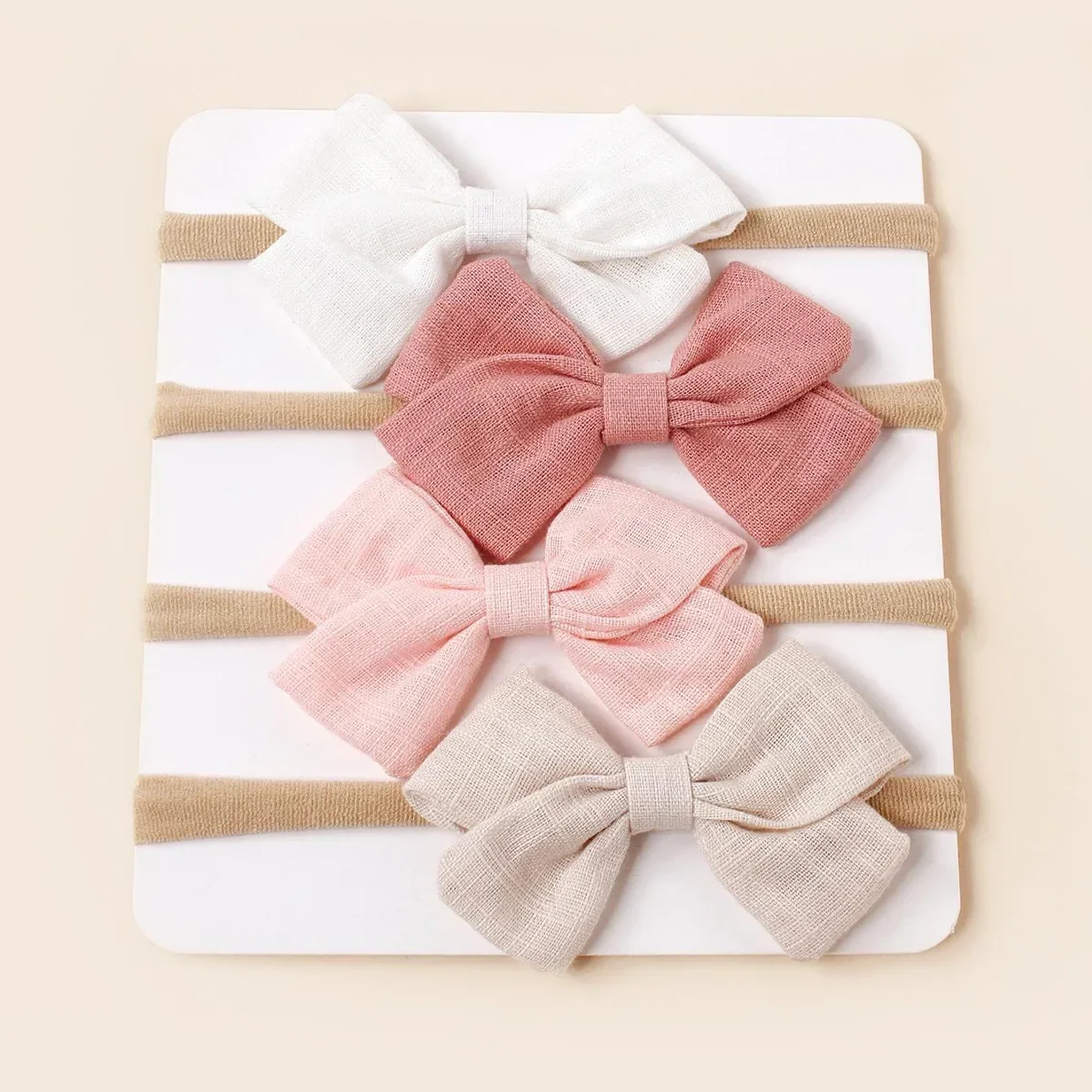 

Hair Accessories Baby Bamboo 4pcs Cotton Bow Nylon Headband Girls Cute Hairband Toddler Photograph Decor