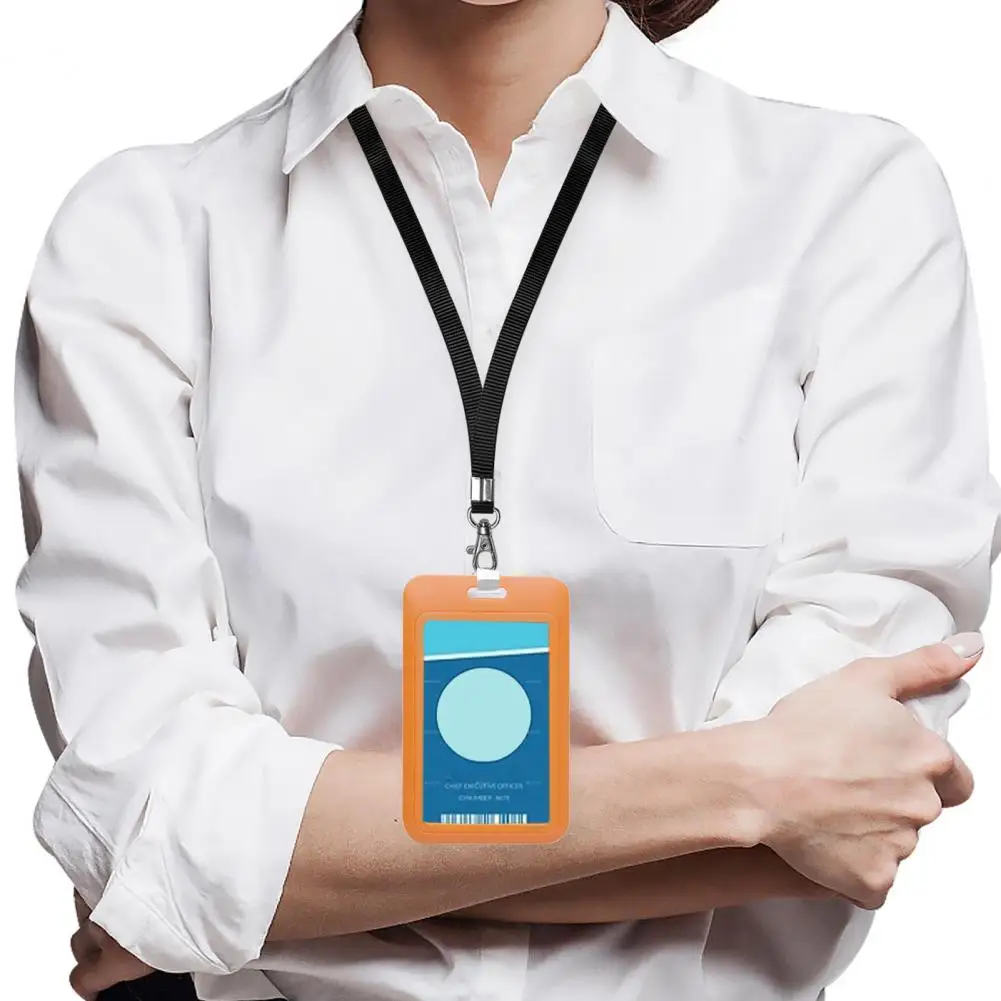 Sliding Badge Holder Vertical Hard Plastic Case Clear Card Protector Pouch for ID Credit Cards Proximity Key Cards Driver's Pass