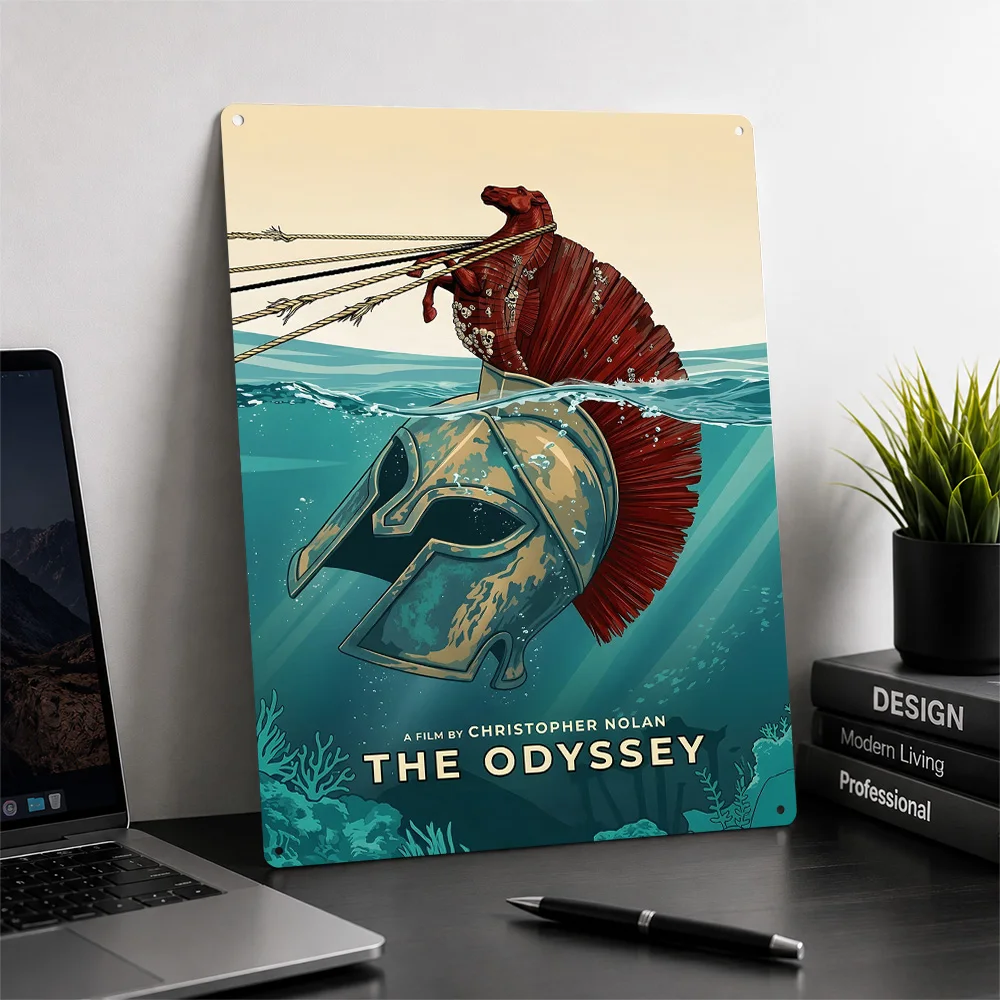 The Odyssey Christopher Nolan Movie 3D Printed Texture Poster Personalized Wall Art Retro Metal Tin Signs for Home Decorations