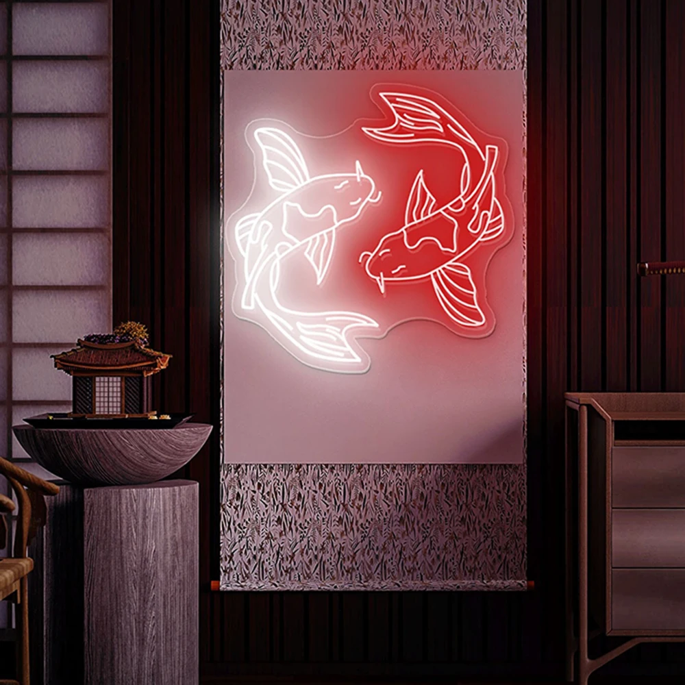 

Koi Fish Japanese Lover Gift Led Neon Sign Wall Decor for Gaming Room Bedroom Home Wall Decoration Custom Japan Neon Signs