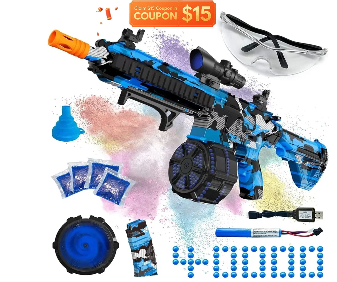 

Electric Gel Ball Blaster Guns, High Speed Automatic Splatter Ball Blaster with 40000+ Gels & Goggles, High Quality Rechargeable