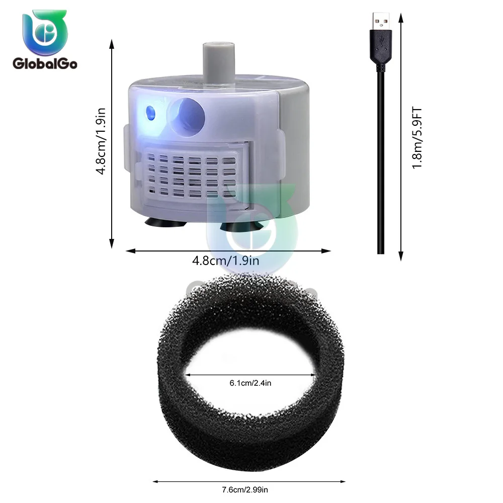 SMA-800 USB 워터 펌프 미니 DIY 고양이 애완 동물 마시는 분수 필터 저소음 브러시리스 모터 잠수정 펌프 DC 5V/1A 40cm 160L