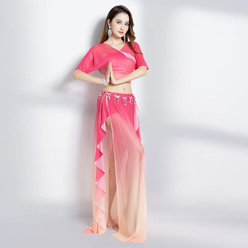 Belly Dance Suit Top Long Skirt Set For Women 2024 New Oriental Belly Dance Costume Female Practice Dancing Clothes Lesson Wear