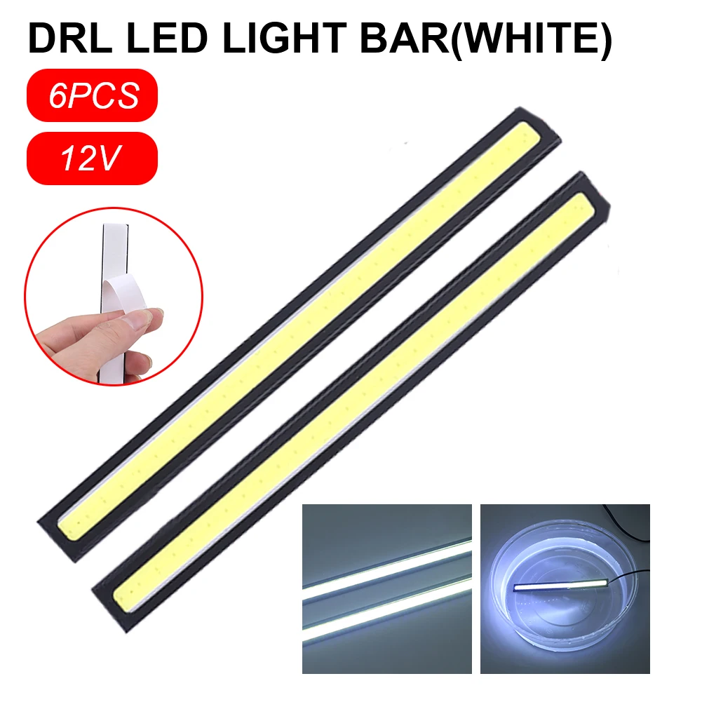 

6Pcs 17cm Universal Waterproof Daytime Running Light Auto COB DRL LED Strip Light Car COB Fog Lamp Car Styling Led DRL Lamp