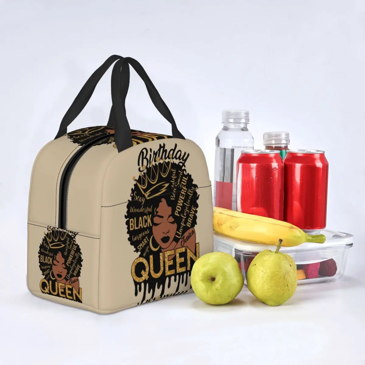 Birthday Queen Black Women Lunch Bag Hot Cold Snacks Insulated Lunch Boxes for Kids School Work Picnic Food Tote Container