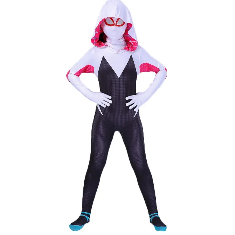 3D dzieci kobiety Spider Gwen kostium Gwendolyn Maxine Stacy Zentai garnitur Spidergirl Cosplay kostiumy na Halloween dla dziewczynek