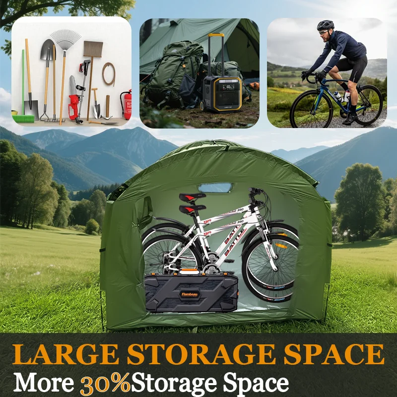 1-2 Bikes Wide Door Bike Storage Tent, Bicycle Shelter, Easy Access Foldable Outdoor Shed - view 2