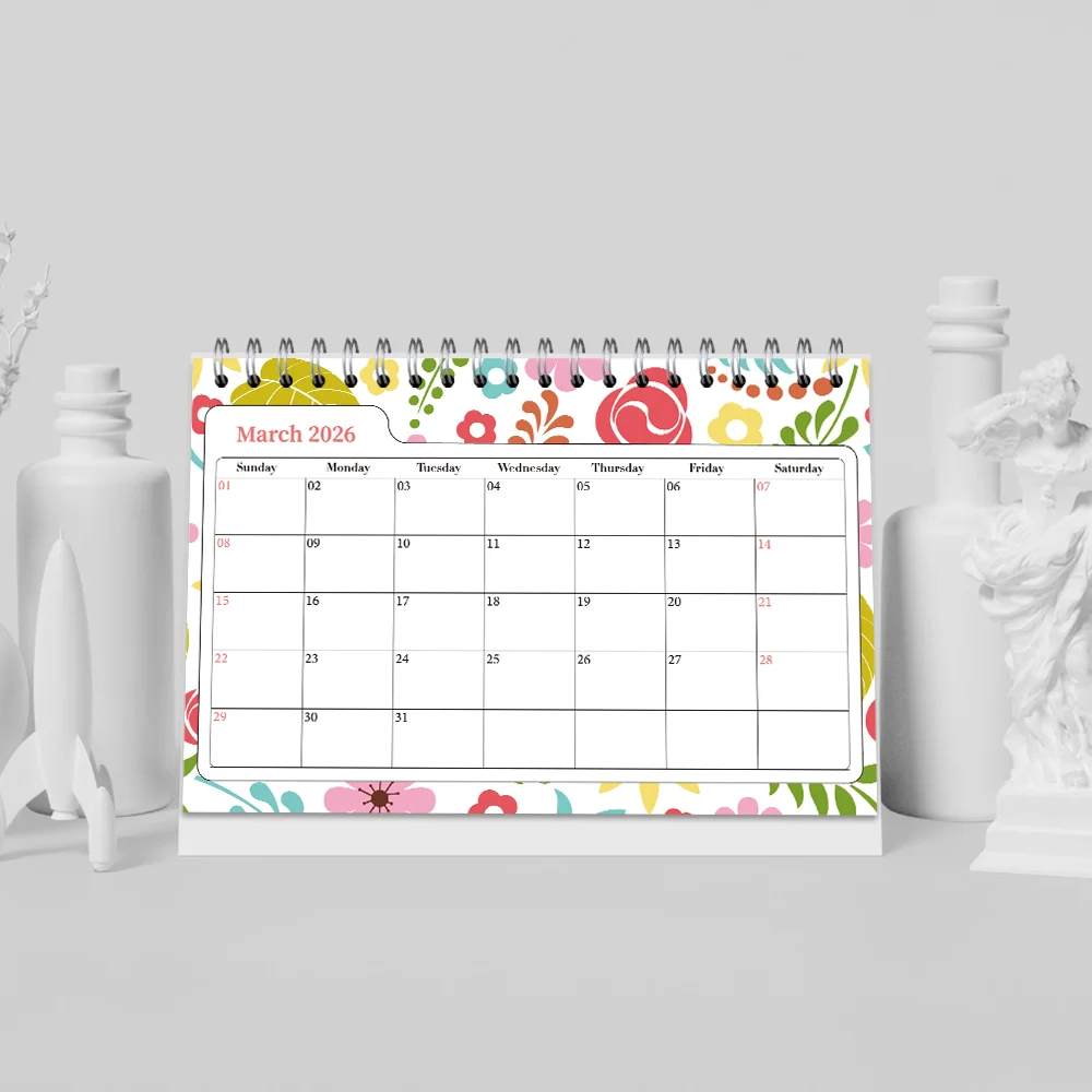 1 قطعة ، تقويم 2026 ، تقويم سطح المكتب الأزهار ، تقويم مكتبي مخطط شهري لمدة 12 شهرًا ، تقويم الحائط ، عيد الميلاد ، هدية الكريسماس #5