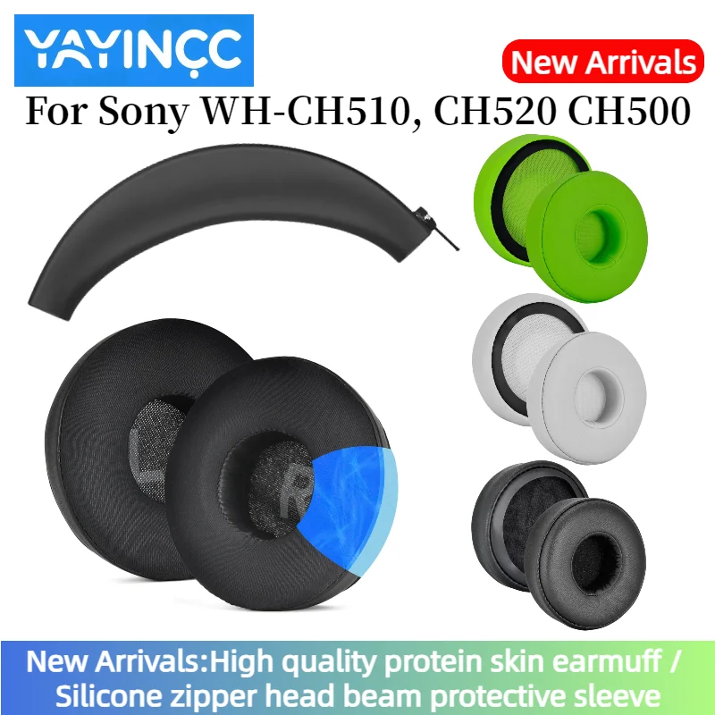 

YAYINCC Replacement Cooling Gel Ear Pads /Silicone zipper head beam protective cover For Sony WH-CH500/CH510/CH520 Headphones