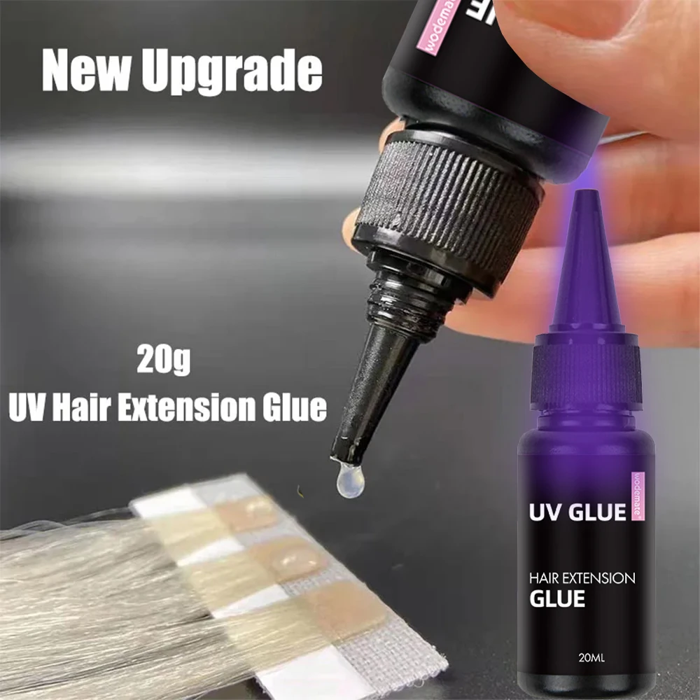 20ml UV Light Hair Extension Wig Glue UV Hair Bonding Glue Professional Lace Glue Replacement Wig Tape Adhesive Lace Glue Remove