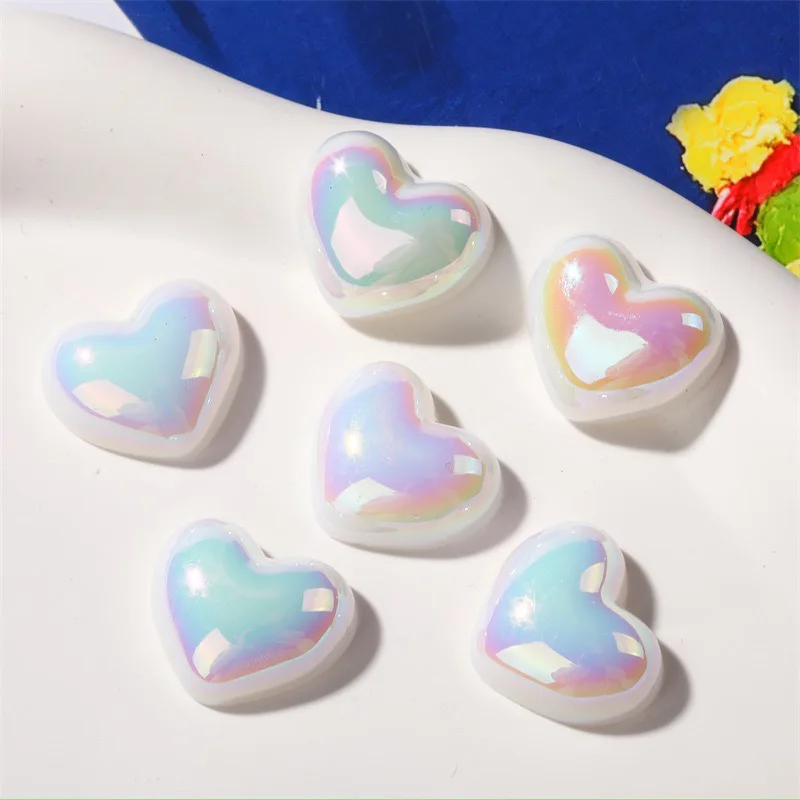 

New Shiny Heart Pearl Button Resin Cabochon 20pcs Flatback for DIY Decoration Accessories Wholesale Ornament Bulk Supplier