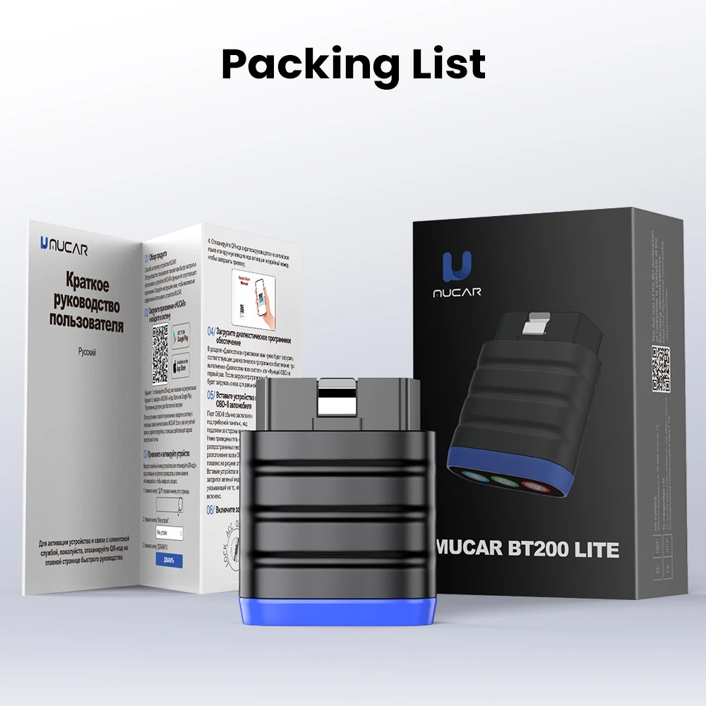 MUCAR BT200 Lite OBD OBD2 Scanner Volledige Systeemdiagnose Auto VIN Scan Tool Volledige OBD2 Functies Motorcontrole Auto Codelezer