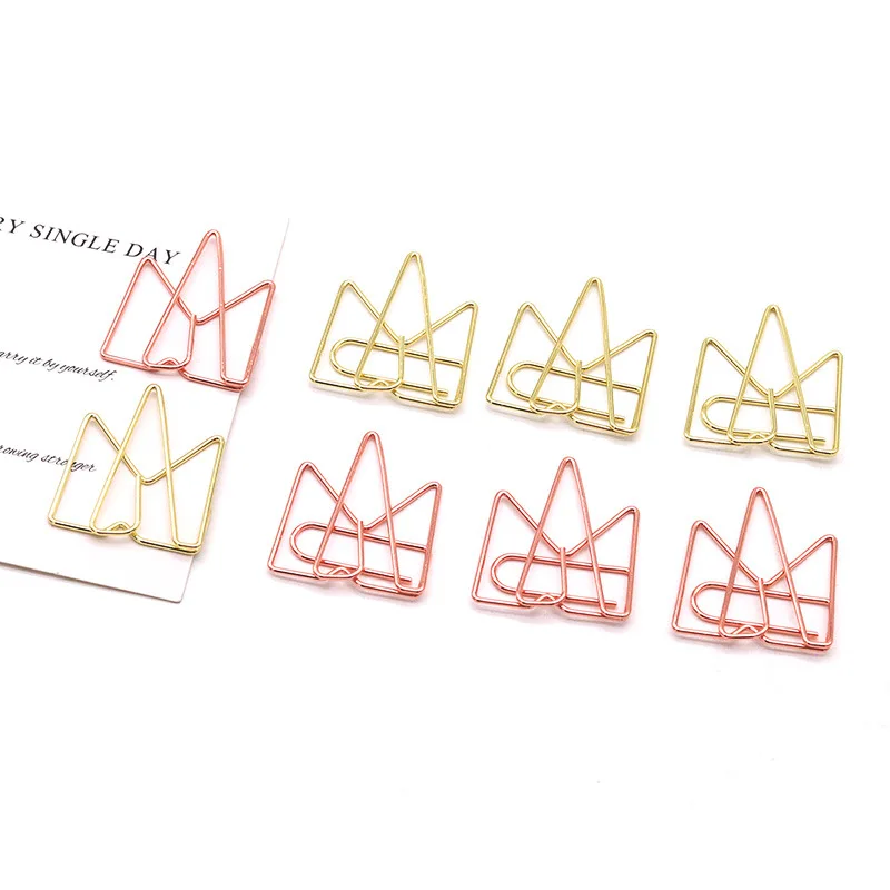 Crown Shape Creative Paper Clips Decorative Office Stationery Cartoon Paper Clip Metal Paperclips Rose Gold Paperpins Custom