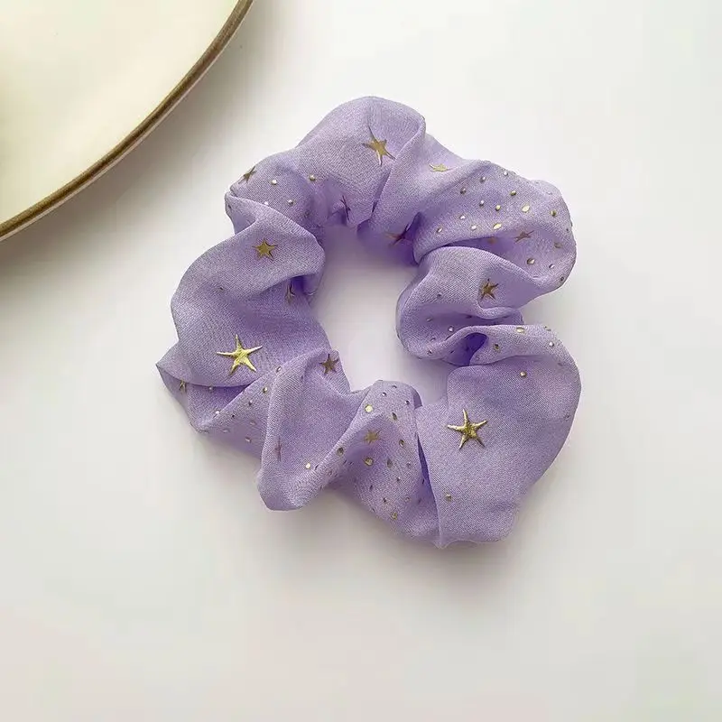 Golden Star Pattern Hair Rope para menina, Elastic Hair Loop, Hair Accessories