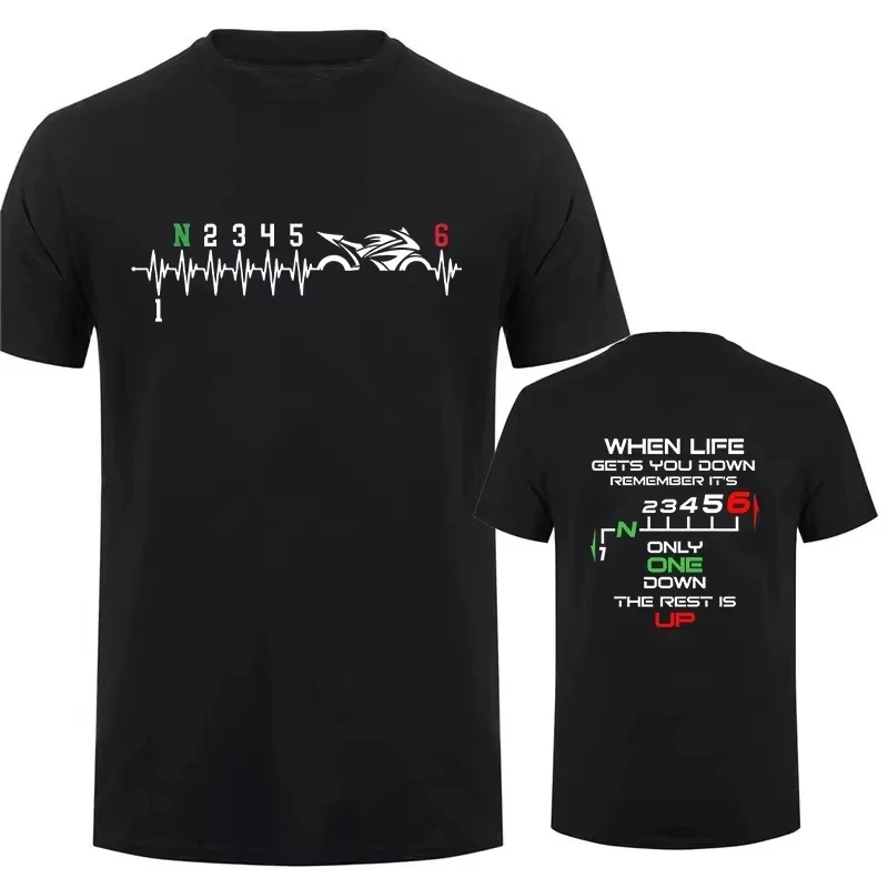 Summer Men's 1N23456 Motorcycle Equipment Bicycle Heartbeat Printed Round Neck Short Sleeve Casual Outdoor Soft T-shirt
