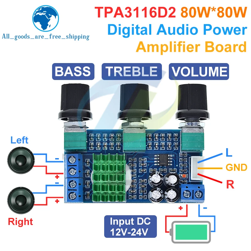 XH-M567 TPA3116D2 Dual-channel Stereo High Power Digital Audio Power Amplifier Board Audio Power Amplifier Board 80W*2